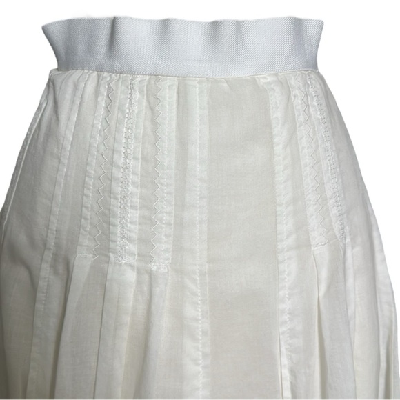 MARGARET O’LEARY White Cotton Mini Skirt Embroidered Pleated Clean Girl Small - Picture 6 of 13
